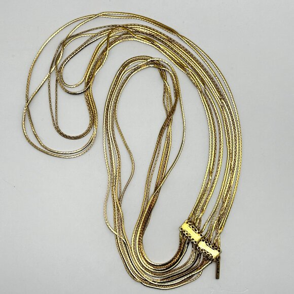 Patrizia Pepe Made in Italy Multistrand Gold Tone Chain Necklace Statement 54in - Picture 2 of 11